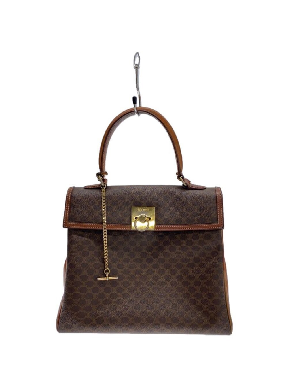 Celine Chain Lock Macadam Metal parts show Handbag Brown